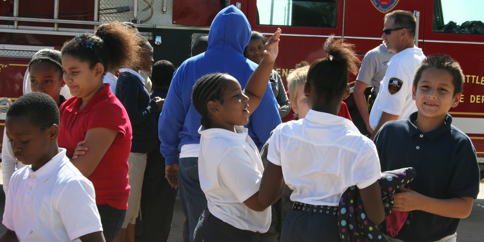 Kids with fire truck